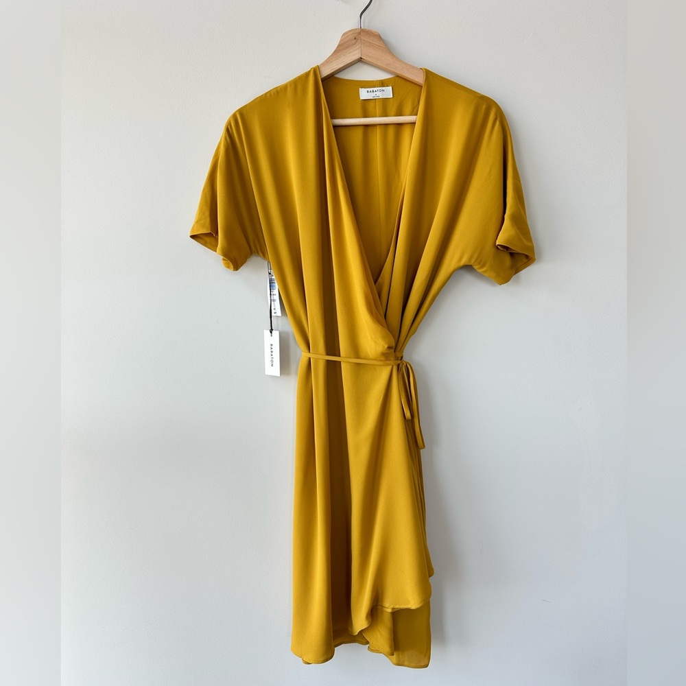ARITZIA Babaton Wallace Wrap Dress (small, Cairo gold)